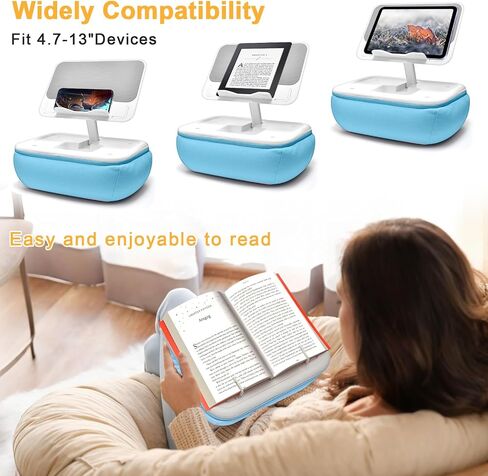 حامل وسادة الكمبيوتر اللوحي Lap Beanbag مع وسادة سيليكون، حامل iPad بزاوية قابلة للتعديل للسرير، وسادة كمبيوتر لوحي مع قاعدة قابلة للإزالة، حامل وسادة ناعم متوافق مع جهاز Kindle مقاس 4.7-13 بوصة، هاتف، كمبيوتر لوحي، رمادي in Saudi Arabia