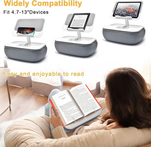 حامل وسادة الكمبيوتر اللوحي Lap Beanbag مع وسادة سيليكون، حامل iPad بزاوية قابلة للتعديل للسرير، وسادة كمبيوتر لوحي مع قاعدة قابلة للإزالة، حامل وسادة ناعم متوافق مع جهاز Kindle مقاس 4.7-13 بوصة، هاتف، كمبيوتر لوحي، رمادي in Saudi Arabia