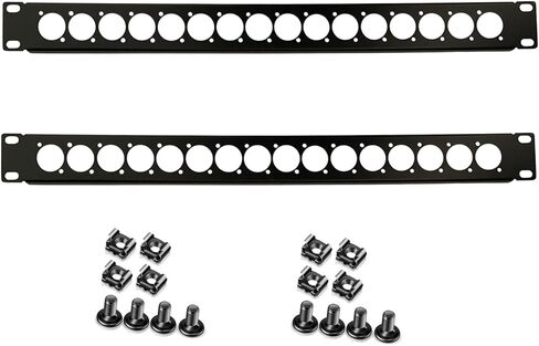 Hinged Rack Panel, XLR Patch Panel, 1U Hinged D-Series HDMIStudio Audio Rack Mount Panel Connectors for 19" Sound, AV, Compute (16 Port, 1U) in Kuwait