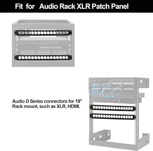 Hinged Rack Panel, XLR Patch Panel, 1U Hinged D-Series HDMIStudio Audio Rack Mount Panel Connectors for 19" Sound, AV, Compute (16 Port, 1U) in Kuwait