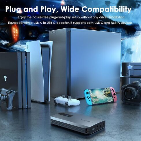 WAVLINK 4K30/2K60/1080p120 Capture Card, Up to 4K60 HDR10/ 2560x1440@144hz/ 1080p@240hz passthrough on PS5, PS4, Xbox Series X and S, Xbox One,in OBS and More,Ultra-Low Latency,Widely Compatible in Saudi Arabia