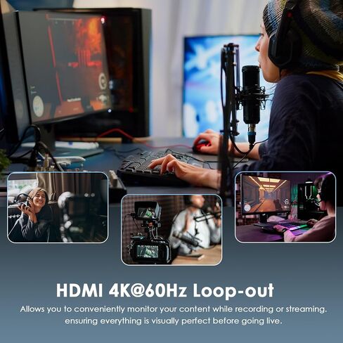 WAVLINK 4K30/2K60/1080p120 Capture Card, Up to 4K60 HDR10/ 2560x1440@144hz/ 1080p@240hz passthrough on PS5, PS4, Xbox Series X and S, Xbox One,in OBS and More,Ultra-Low Latency,Widely Compatible in Saudi Arabia