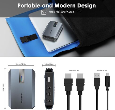 WAVLINK 4K30/2K60/1080p120 Capture Card, Up to 4K60 HDR10/ 2560x1440@144hz/ 1080p@240hz passthrough on PS5, PS4, Xbox Series X and S, Xbox One,in OBS and More,Ultra-Low Latency,Widely Compatible in Saudi Arabia
