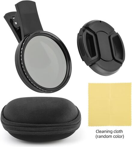 فلتر ND2-ND400 متغير مقاس 52 مم، طقم فلتر ND لعدسة الهاتف المشبك، فلتر كثافة محايد عالمي قابل للتعديل متوافق مع هواتف iPhoneSamsung/Android الذكية (الحجم: 52 مم) in Kuwait