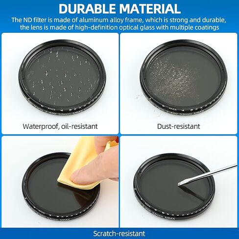 فلتر ND2-ND400 متغير مقاس 52 مم، طقم فلتر ND لعدسة الهاتف المشبك، فلتر كثافة محايد عالمي قابل للتعديل متوافق مع هواتف iPhoneSamsung/Android الذكية (الحجم: 52 مم) in Kuwait