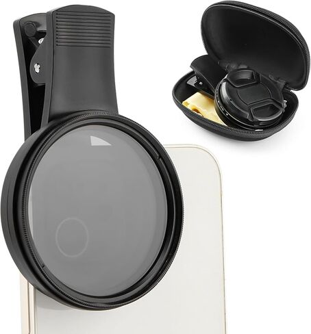 فلتر ND2-ND400 متغير مقاس 52 مم، طقم فلتر ND لعدسة الهاتف المشبك، فلتر كثافة محايد عالمي قابل للتعديل متوافق مع هواتف iPhoneSamsung/Android الذكية (الحجم: 52 مم) in Kuwait