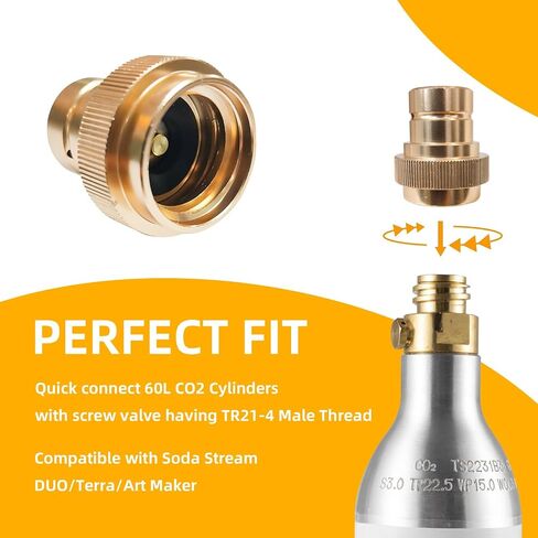 CO2 Quick Adapter Upgraded for Soda Maker, Connect Universal CO2 Cylinder with TR21-4 Male Thread Soda Sparking Machine Valve Refill Accessories (Aluminum) in Saudi Arabia