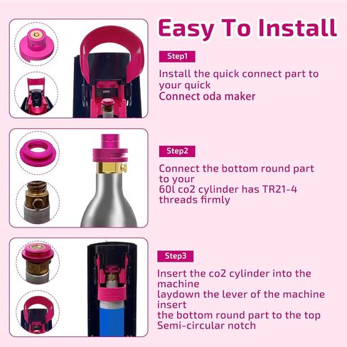 محول سريع ثاني أكسيد الكربون مطور لفقاعات مياه الصودا المتوافقة مع DUO/Terra/Art، ملحقات إعادة تعبئة صمام صانع الصودا للتوصيل السريع لأسطوانة ثاني أكسيد الكربون العالمية مع خيط ذكر TR21-4، أرجواني in Kuwait