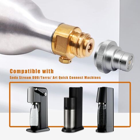 محول ثاني أكسيد الكربون السريع لصانع مياه الصودا متوافق مع Soda DUO/Terra/Art، محول سريع لتوصيل أسطوانة ثاني أكسيد الكربون الزرقاء الأصلية مع خيط ذكر TR21-4، محول إعادة تعبئة ثاني أكسيد الكربون ترقية فضية in Kuwait