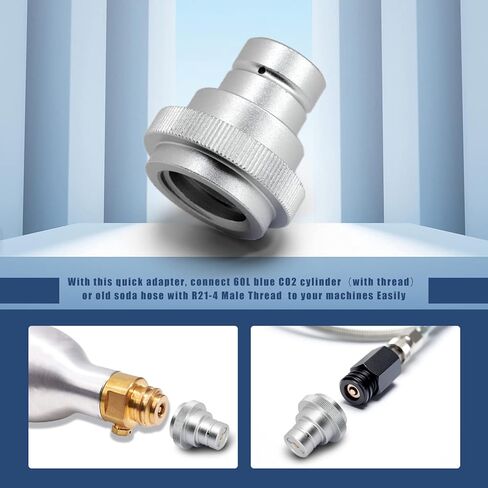محول ثاني أكسيد الكربون السريع لصانع مياه الصودا متوافق مع Soda DUO/Terra/Art، محول سريع لتوصيل أسطوانة ثاني أكسيد الكربون الزرقاء الأصلية مع خيط ذكر TR21-4، محول إعادة تعبئة ثاني أكسيد الكربون ترقية فضية in Kuwait