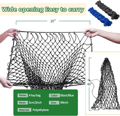 Slow Feed Hay Net Hay Feeder Hay Bags 2 Pcs for Horses Goat Stall Trailer Horse Feeding Supplies Adjustable Travel Feeder Large Capacity Feeding Bag(Black X2) in Saudi Arabia