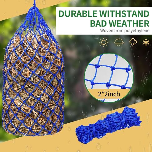 Slow Feed Hay Net Hay Feeder Hay Bags 2 Pcs for Horses Goat Stall Trailer Horse Feeding Supplies Adjustable Travel Feeder Large Capacity Feeding Bag(Black X2) in Saudi Arabia