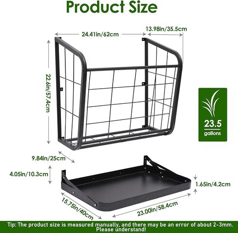 Nisorpa Hay Rack جدار جبل، 23.5 جالون الثقيلة القش تغذية الماعز 2 في 1 الحصان الأغنام القش القش مع صينية قابلة للفصل، رف القش متعدد الجوانب للأغنام والأبقار والأبقار الماشية in Kuwait