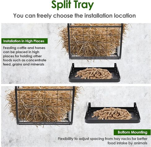 Nisorpa Hay Rack جدار جبل، 23.5 جالون الثقيلة القش تغذية الماعز 2 في 1 الحصان الأغنام القش القش مع صينية قابلة للفصل، رف القش متعدد الجوانب للأغنام والأبقار والأبقار الماشية in Kuwait