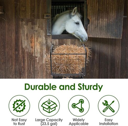 Nisorpa Hay Rack جدار جبل، 23.5 جالون الثقيلة القش تغذية الماعز 2 في 1 الحصان الأغنام القش القش مع صينية قابلة للفصل، رف القش متعدد الجوانب للأغنام والأبقار والأبقار الماشية in Kuwait