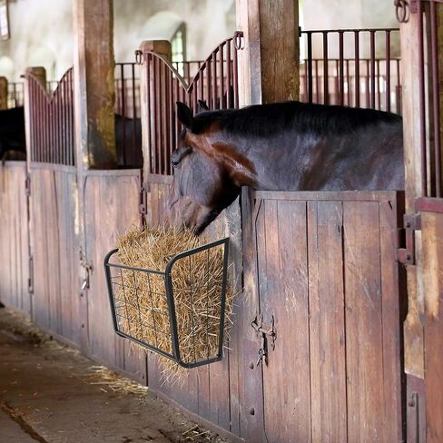 Nisorpa Hay Rack جدار جبل، 23.5 جالون الثقيلة القش تغذية الماعز 2 في 1 الحصان الأغنام القش القش مع صينية قابلة للفصل، رف القش متعدد الجوانب للأغنام والأبقار والأبقار الماشية in Kuwait