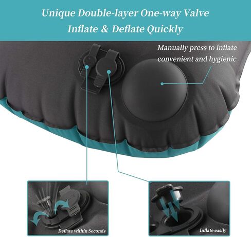 وسادة تخييم مدمجة قابلة للنفخ خفيفة الوزن من Blizzow، وسادة هوائية محمولة ومريحة قابلة للضغط للسفر، وسادة مريحة ناعمة مقاومة للماء لحقائب الظهر في الهواء الطلق، رائعة للمشي لمسافات طويلة والشاطئ ورحلة الطائرة in Kuwait