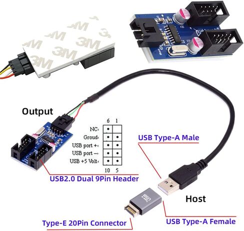 NFHK USB 3.1 Male Type-C USB-C to USB 2.0 Type-A Male 1 to 2 Female Motherboard 9pin 10pinHeader HUB Adapter Port Multiplier in Saudi Arabia
