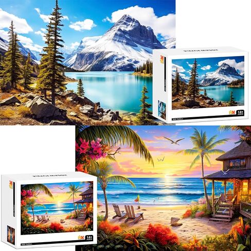 2 Pack Puzzles for Adults 1000 Pieces-Big Ben and Eiffel Tower Difficult Jigsaw Puzzles for Adults,Hard Jigsaw Puzzle Decorations DIY Leisure Game Toy Suitable Family Friends(27.5x20 inches) in Kuwait