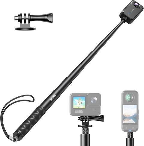 عصا سيلفي غير مرئية من مايران مقاس 114 سم، عصا غير مرئية بطول 1/4 بوصة متوافقة مع Insta360 وGoPro وDJI وكاميرات الحركة، وعمود مونوبود محمول قابل للتمديد مع مشبك تثبيت وحزام معصم in Kuwait