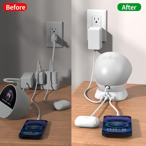 HomeMount Ultimate 2024 Echo Spot Stand - مركز شحن لـ Echo Spot والهواتف الذكية والمزيد مع منافذ USB-C/A، تصميم أنيق ومستقر وموفر للمساحة in Kuwait