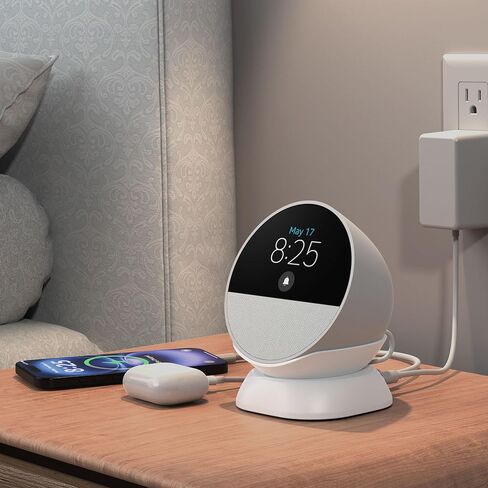 HomeMount Ultimate 2024 Echo Spot Stand - مركز شحن لـ Echo Spot والهواتف الذكية والمزيد مع منافذ USB-C/A، تصميم أنيق ومستقر وموفر للمساحة in Kuwait