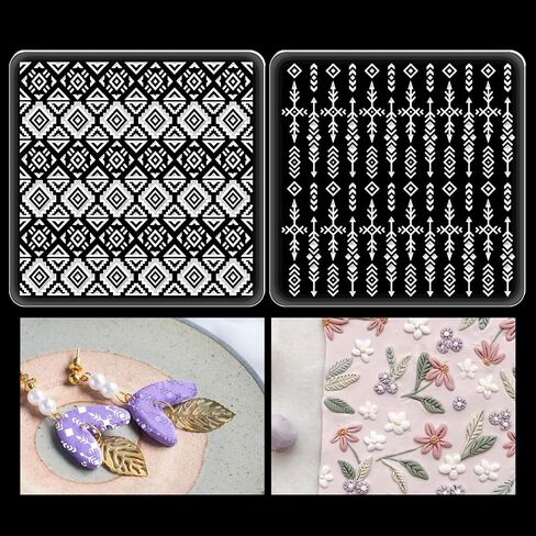 2pcs Marble Background Texture Sheets Acrylic Clay Texture Mat 3.94 Inch Modeling Pattern Pad for DIY Crafts Earrings Jewelry Making in Kuwait