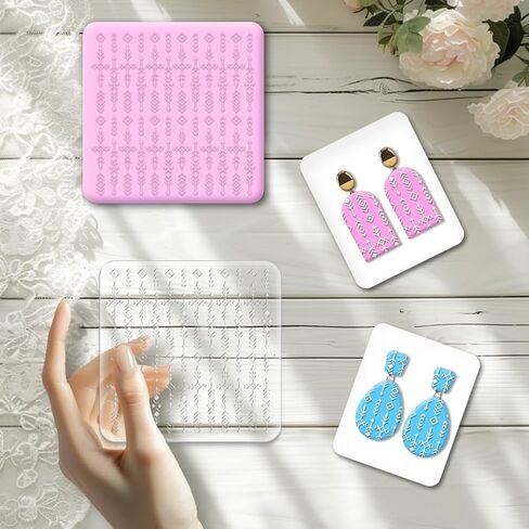 2pcs Marble Background Texture Sheets Acrylic Clay Texture Mat 3.94 Inch Modeling Pattern Pad for DIY Crafts Earrings Jewelry Making in Kuwait