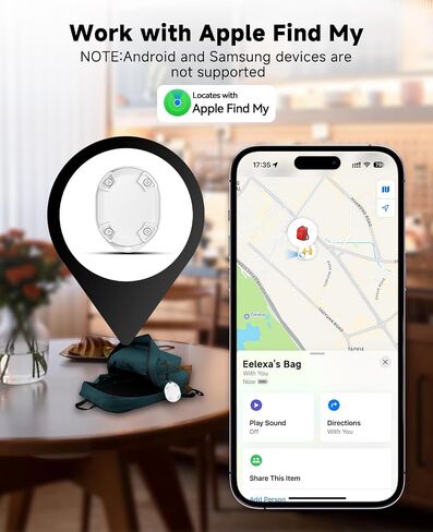 ترقية علامات الهواء الذكية: جهاز تعقب الأمتعة عبر البلوتوث، يعمل مع Apple Find My (iOS فقط)، محدد موقع العناصر لمحفظة حقيبة الظهر لمفاتيح الأمتعة، مقاومة للماء IP68، عمر بطارية 3 سنوات (أسود، عبوتان) in Kuwait