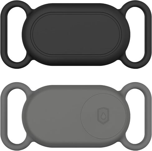 Dog Collar Holder for Samsung Galaxy SmartTag2, 2 Pack GPS Tracking Accessories Anti-Lost Waterproof Silicone Holder Case for Samsung Galaxy SmartTag2 for Pet Cat Dog Collars (Black/Black) in Saudi Arabia