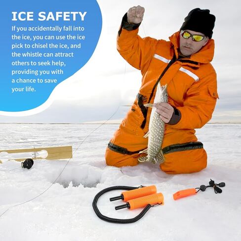 قطعتان من أعواد الثلج القابلة للسحب، مخارز ثلج قابلة للسحب مع صفارة قطعتين، أداة اختيار أمان لصيد الأسماك على الجليد، ملحقات كسر الجليد، معدات طوارئ محمولة مناسبة للتزلج، والزلاجات، والمشي على الجليد in Kuwait