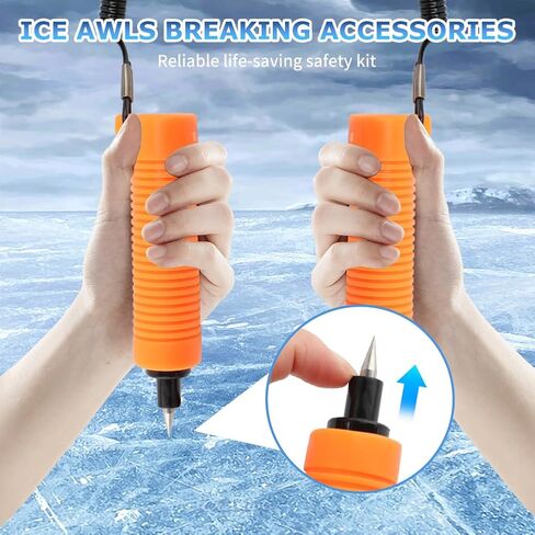 قطعتان من أعواد الثلج القابلة للسحب، مخارز ثلج قابلة للسحب مع صفارة قطعتين، أداة اختيار أمان لصيد الأسماك على الجليد، ملحقات كسر الجليد، معدات طوارئ محمولة مناسبة للتزلج، والزلاجات، والمشي على الجليد in Kuwait