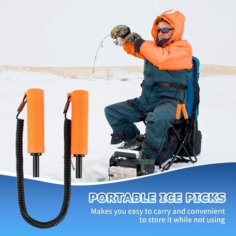 قطعتان من أعواد الثلج القابلة للسحب، مخارز ثلج قابلة للسحب مع صفارة قطعتين، أداة اختيار أمان لصيد الأسماك على الجليد، ملحقات كسر الجليد، معدات طوارئ محمولة مناسبة للتزلج، والزلاجات، والمشي على الجليد in Kuwait