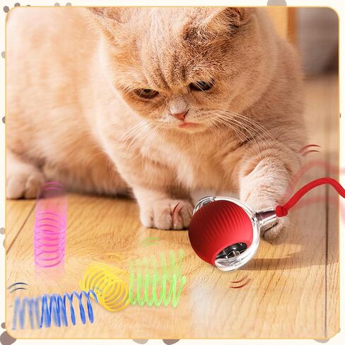 كرة ألعاب تفاعلية للقطط، كرة ألعاب للقطط تتحرك تلقائيًا، كرة للكلاب الكهربائية، كرة دوارة تفاعلية للكلاب والقطط للأنشطة الداخلية. كرة الحيوانات الأليفة المتدحرجة الأوتوماتيكية الذكية (أحمر). in Kuwait