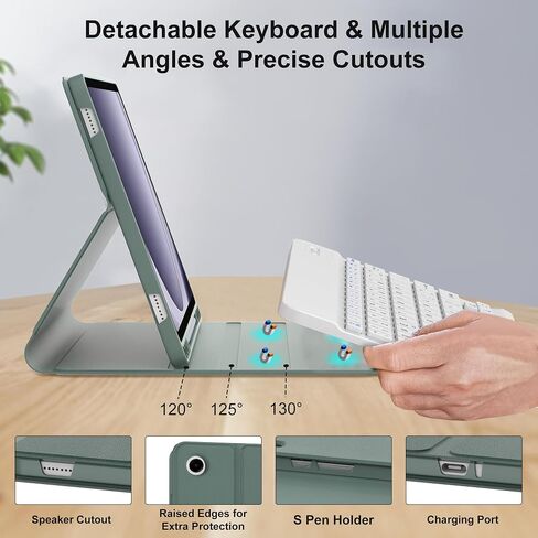 JADEMALL Keyboard Case for Samsung Galaxy Tab A9 Plus/A9+ 5G 11 Inch 2023 Model (SM-X210/X216/X218), 7 Colors Backlit, Auto Sleep/Wake, Wireless Bluetooth, Detachable Keyboard with S Pen Holder, Black in Saudi Arabia