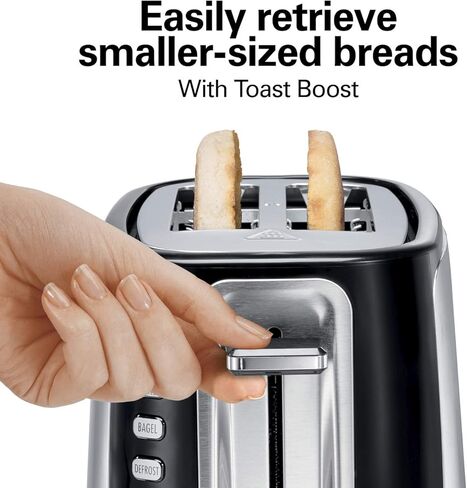 محمصة هاملتون بيتش 4 شرائح مع فتحات طويلة، تقنية التوست المؤكد، إعدادات الخبز وإذابة الثلج، إيقاف تلقائي، ستانلس ستيل (24820) in Kuwait