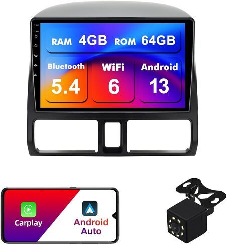 2+32G Android 10 Double Din Car Stereo for Honda CR-V 2002-2006 with 9 Inch TouchScreen Radio Built-in Wireless Carplay/Android Auto/GPS/Bluetooth/FM/AUX-in/Steering Wheel Control Backup Camera in Saudi Arabia