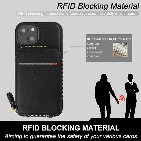 Bocasal RFID Blocking Wallet Case for iPhone 14, Adjustable Crossbody Zipper Purse Case Card Holder with Kickstand Detachable Wrist Strap, PU Leather Flip Folio Case 6.1 Inch 5G (Brown) in Saudi Arabia