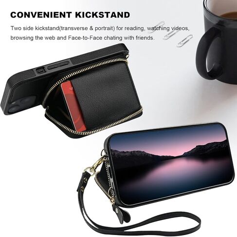 Bocasal RFID Blocking Wallet Case for iPhone 14, Adjustable Crossbody Zipper Purse Case Card Holder with Kickstand Detachable Wrist Strap, PU Leather Flip Folio Case 6.1 Inch 5G (Brown) in Saudi Arabia