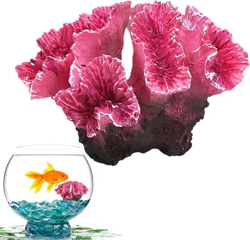 زينة مرجانية لحوض السمك، ديكور مرجاني صناعي وردي، ديكور منظر طبيعي مرجاني لخزان الأسماك (2.8 × 2.3 × 2 بوصة) in Kuwait