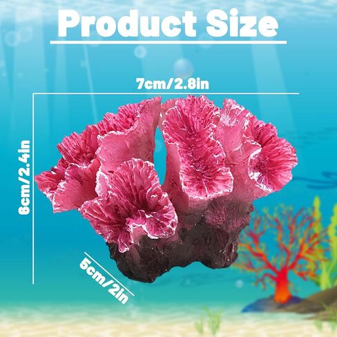 زينة مرجانية لحوض السمك، ديكور مرجاني صناعي وردي، ديكور منظر طبيعي مرجاني لخزان الأسماك (2.8 × 2.3 × 2 بوصة) in Kuwait