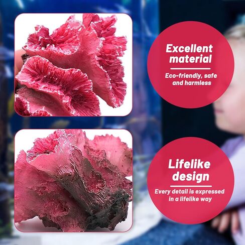 زينة مرجانية لحوض السمك، ديكور مرجاني صناعي وردي، ديكور منظر طبيعي مرجاني لخزان الأسماك (2.8 × 2.3 × 2 بوصة) in Kuwait