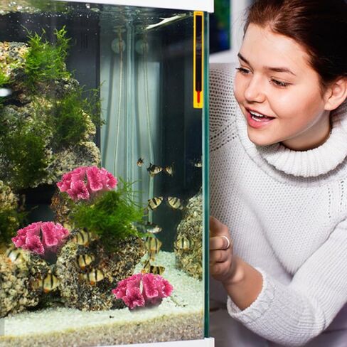 زينة مرجانية لحوض السمك، ديكور مرجاني صناعي وردي، ديكور منظر طبيعي مرجاني لخزان الأسماك (2.8 × 2.3 × 2 بوصة) in Kuwait