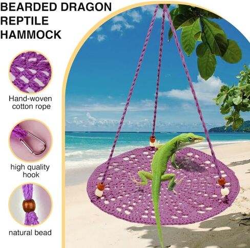 Reptile Hammock, Reptile Hammock Swing Hanging Bed for Bearded Dragon Lizard Snake Gecko Chameleon Parrot Hamster Small Pets （9.8"*17.7" Green） in Kuwait