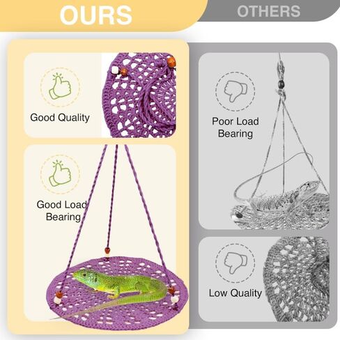 Reptile Hammock, Reptile Hammock Swing Hanging Bed for Bearded Dragon Lizard Snake Gecko Chameleon Parrot Hamster Small Pets （9.8"*17.7" Green） in Kuwait