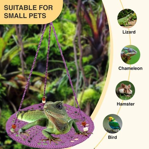 Reptile Hammock, Reptile Hammock Swing Hanging Bed for Bearded Dragon Lizard Snake Gecko Chameleon Parrot Hamster Small Pets （9.8"*17.7" Green） in Kuwait