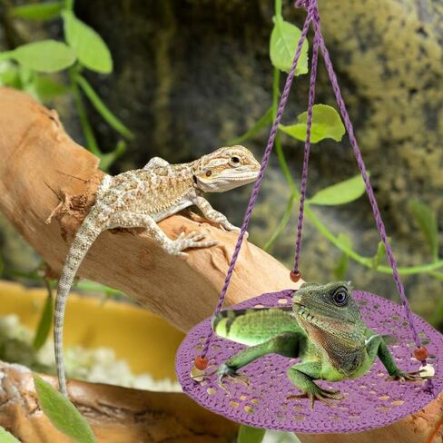 Reptile Hammock, Reptile Hammock Swing Hanging Bed for Bearded Dragon Lizard Snake Gecko Chameleon Parrot Hamster Small Pets （9.8"*17.7" Green） in Kuwait
