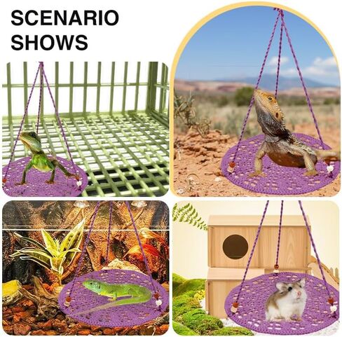 Reptile Hammock, Reptile Hammock Swing Hanging Bed for Bearded Dragon Lizard Snake Gecko Chameleon Parrot Hamster Small Pets （9.8"*17.7" Green） in Kuwait
