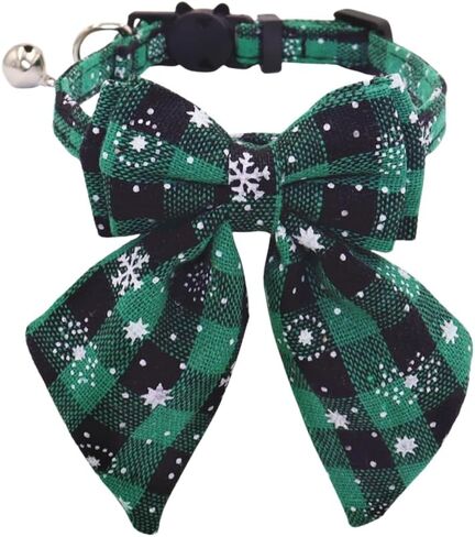THAIN Christmas Cat Collars Breakaway with Stylish Bow Plaid Christmas Kitten Collar with Bell, Removable Bowtie Cat Christmas Collar for Cats Kittens (S, Christmas Red) in Saudi Arabia