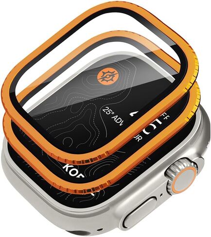 لساعة Apple Watch Ultra 2/واقي شاشة Ultra 49 مم (2023/2022)، حماية من الدرجة العسكرية، قطعتان من واقي الزجاج المقوى بإطار متين، احتفظ بالأصل، سلسلة Armorite، تيتانيوم (تيتانيوم | معزز) in Kuwait